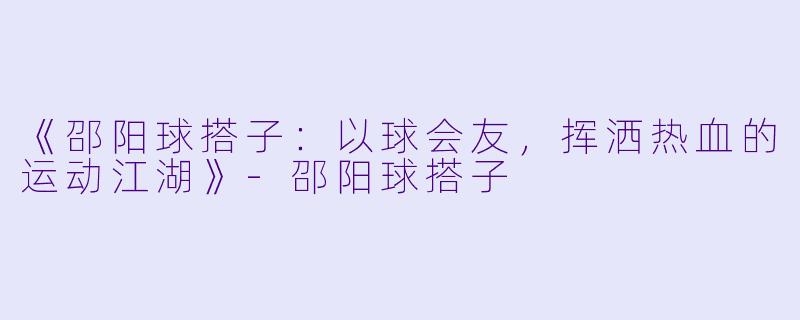 《邵阳球搭子：以球会友，挥洒热血的运动江湖》-邵阳球搭子
