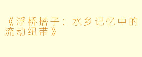 《浮桥搭子：水乡记忆中的流动纽带》