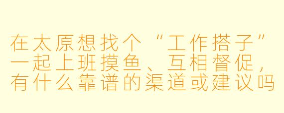 在太原想找个“工作搭子”一起上班摸鱼、互相督促,有什么靠谱的渠道或建议吗?