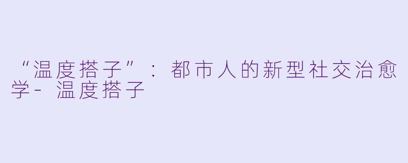 “温度搭子”：都市人的新型社交治愈学-温度搭子