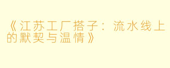 《江苏工厂搭子：流水线上的默契与温情》