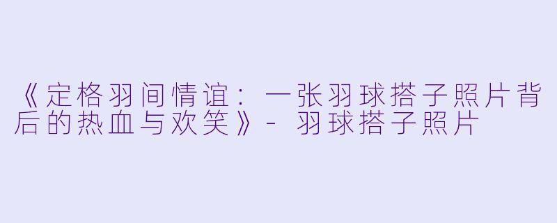 《定格羽间情谊：一张羽球搭子照片背后的热血与欢笑》-羽球搭子照片