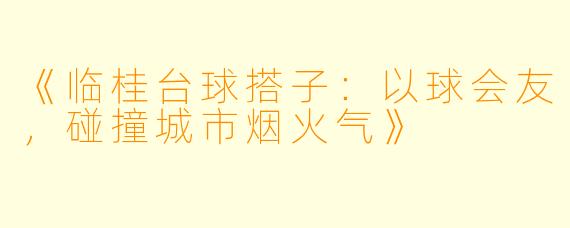 《临桂台球搭子：以球会友，碰撞城市烟火气》