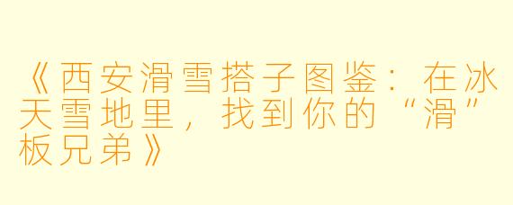 《西安滑雪搭子图鉴：在冰天雪地里，找到你的“滑”板兄弟》
