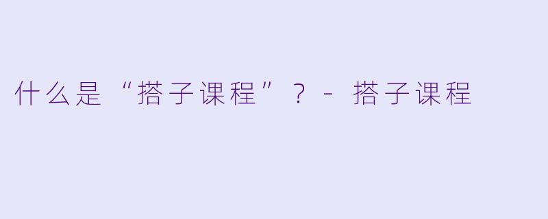 什么是“搭子课程”？-搭子课程