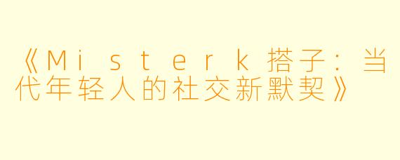 《Misterk搭子：当代年轻人的社交新默契》