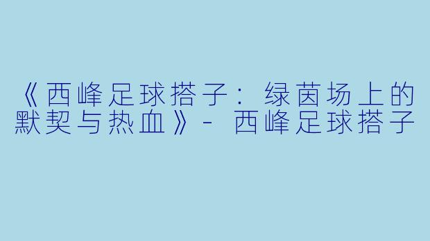《西峰足球搭子：绿茵场上的默契与热血》-西峰足球搭子