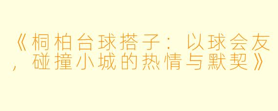 《桐柏台球搭子：以球会友，碰撞小城的热情与默契》