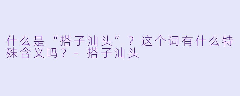 什么是“搭子汕头”？这个词有什么特殊含义吗？-搭子汕头
