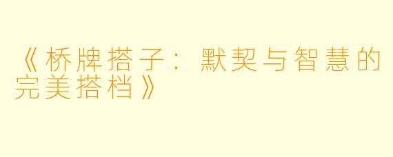 《桥牌搭子：默契与智慧的完美搭档》