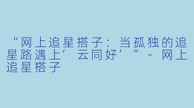 “网上追星搭子：当孤独的追星路遇上‘云同好’”-网上追星搭子
