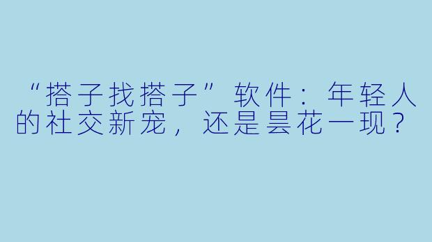 “搭子找搭子”软件：年轻人的社交新宠，还是昙花一现？