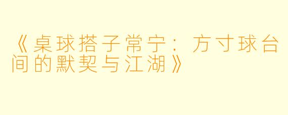 《桌球搭子常宁：方寸球台间的默契与江湖》