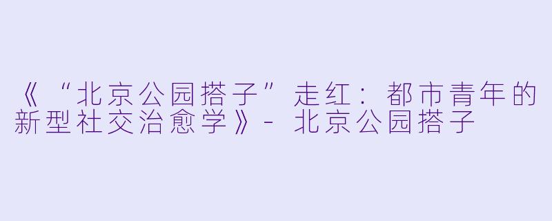 《“北京公园搭子”走红：都市青年的新型社交治愈学》-北京公园搭子