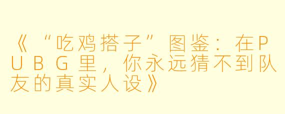 《“吃鸡搭子”图鉴：在PUBG里，你永远猜不到队友的真实人设》