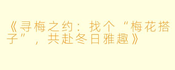 《寻梅之约：找个“梅花搭子”，共赴冬日雅趣》