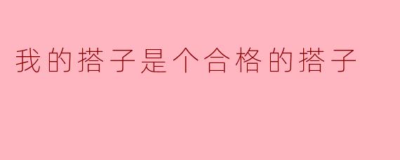 我的搭子是个合格的搭子