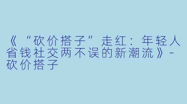 《“砍价搭子”走红：年轻人省钱社交两不误的新潮流》-砍价搭子