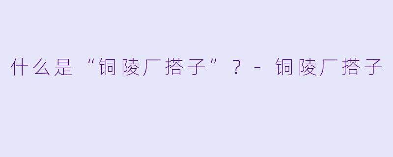 什么是“铜陵厂搭子”？-铜陵厂搭子
