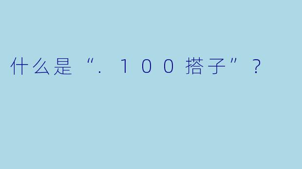 什么是“.100搭子”？