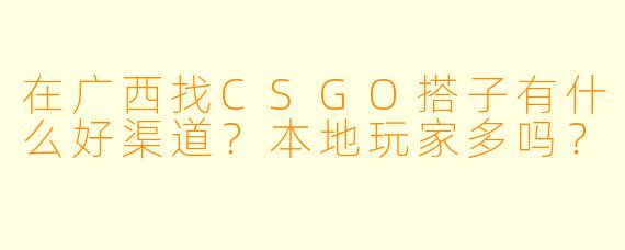 在广西找CSGO搭子有什么好渠道？本地玩家多吗？