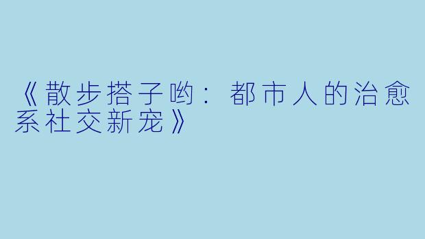 《散步搭子哟：都市人的治愈系社交新宠》