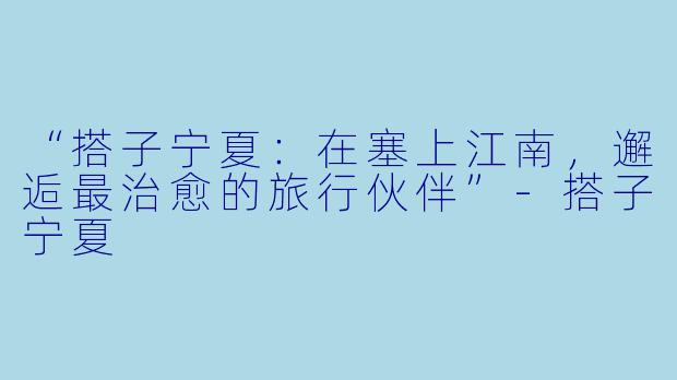 “搭子宁夏：在塞上江南，邂逅最治愈的旅行伙伴”-搭子宁夏