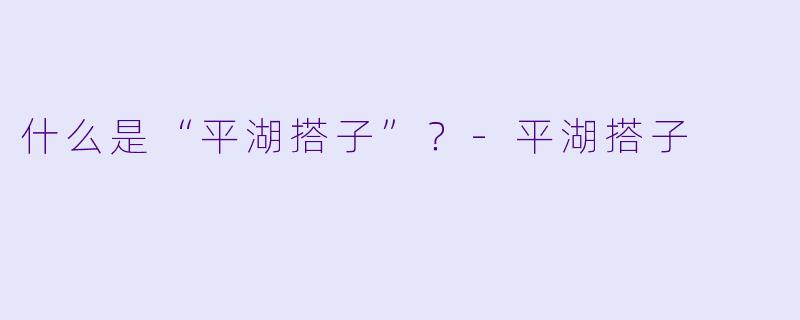 什么是“平湖搭子”?