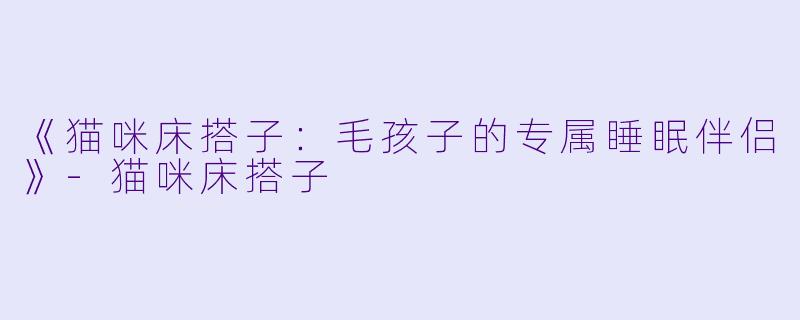 《猫咪床搭子：毛孩子的专属睡眠伴侣》-猫咪床搭子