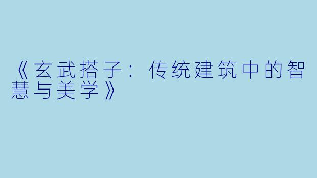 《玄武搭子：传统建筑中的智慧与美学》