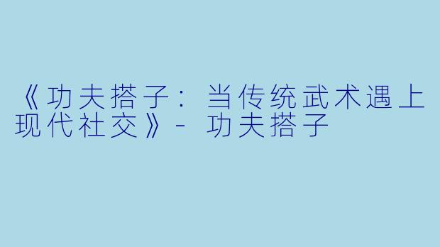 《功夫搭子：当传统武术遇上现代社交》-功夫搭子