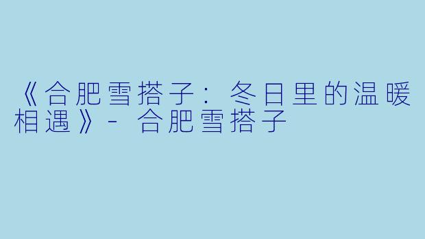 《合肥雪搭子：冬日里的温暖相遇》-合肥雪搭子