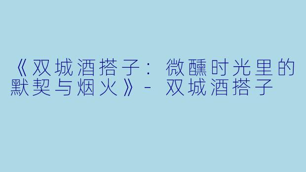 《双城酒搭子：微醺时光里的默契与烟火》-双城酒搭子