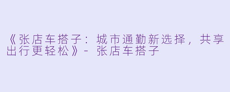 《张店车搭子：城市通勤新选择，共享出行更轻松》-张店车搭子