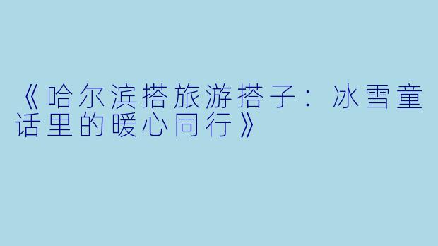 《哈尔滨搭旅游搭子：冰雪童话里的暖心同行》
