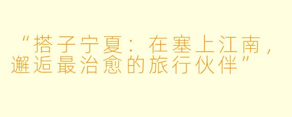 “搭子宁夏：在塞上江南，邂逅最治愈的旅行伙伴”