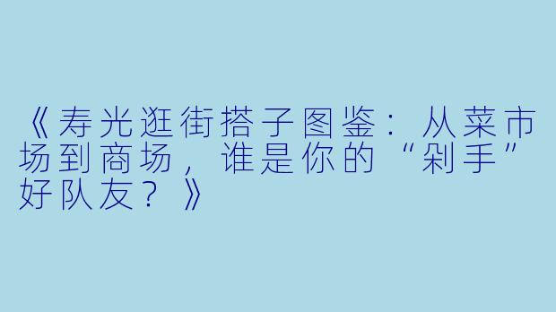 《寿光逛街搭子图鉴：从菜市场到商场，谁是你的“剁手”好队友？》