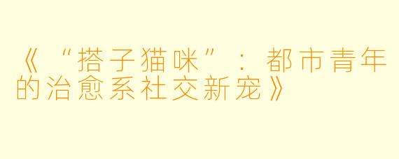 《“搭子猫咪”：都市青年的治愈系社交新宠》