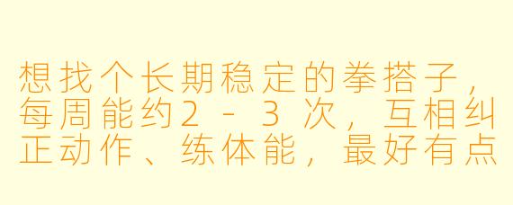 想找个长期稳定的拳搭子，每周能约2-3次，互相纠正动作、练体能，最好有点基础，坐标XX区，有人一起吗？