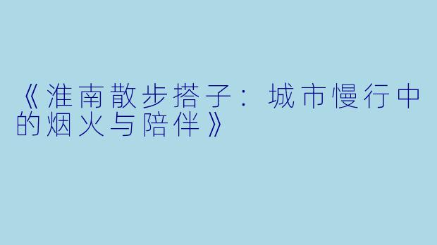 《淮南散步搭子：城市慢行中的烟火与陪伴》