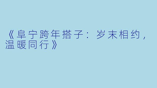《阜宁跨年搭子：岁末相约，温暖同行》