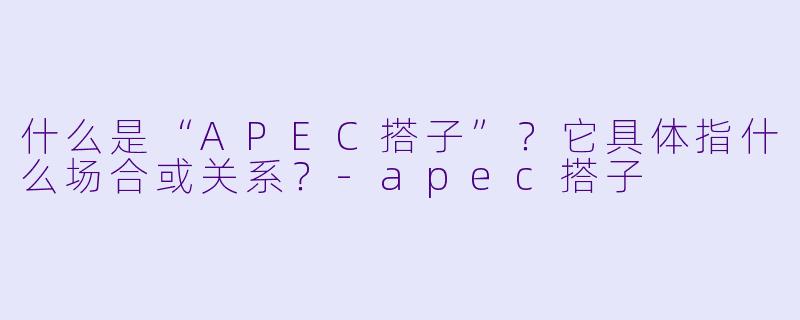 什么是“APEC搭子”？它具体指什么场合或关系？-apec搭子