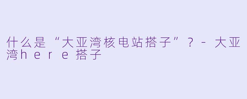 什么是“大亚湾核电站搭子”?