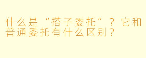 什么是“搭子委托”？它和普通委托有什么区别？