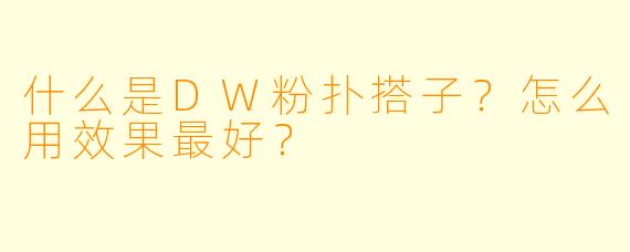什么是DW粉扑搭子？怎么用效果最好？