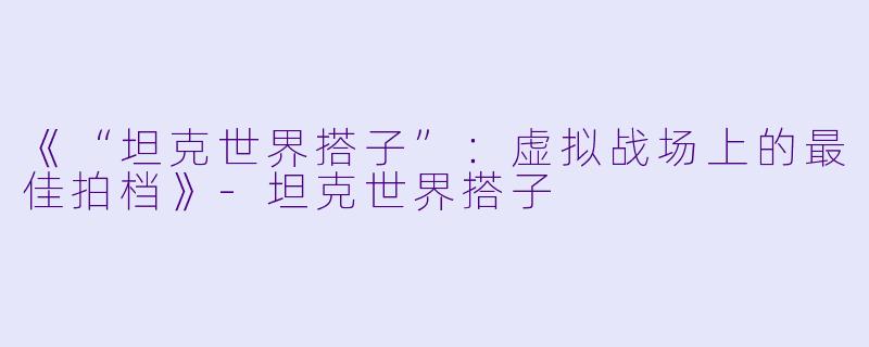 《“坦克世界搭子”：虚拟战场上的最佳拍档》-坦克世界搭子