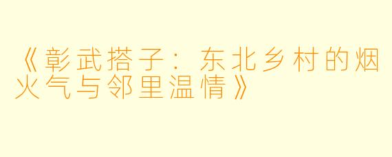 《彰武搭子：东北乡村的烟火气与邻里温情》