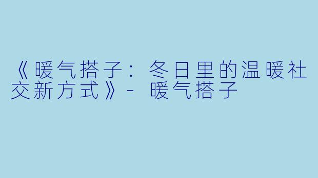 《暖气搭子：冬日里的温暖社交新方式》-暖气搭子