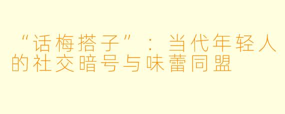 “话梅搭子”：当代年轻人的社交暗号与味蕾同盟