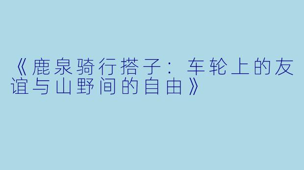 《鹿泉骑行搭子：车轮上的友谊与山野间的自由》